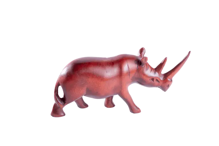 Wooden Rhinoceros Figurine