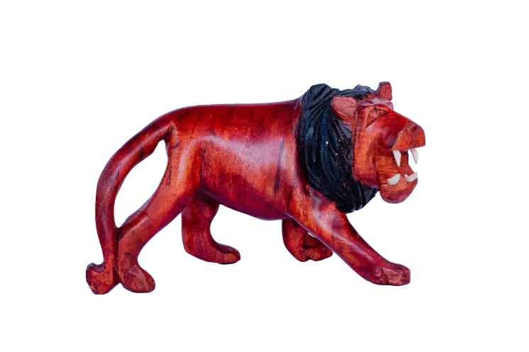 Wooden Lion Figurine