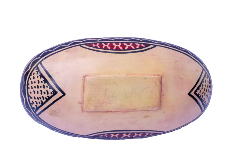 Wooden Oval Shaped Bowl w/Partition Elephant
