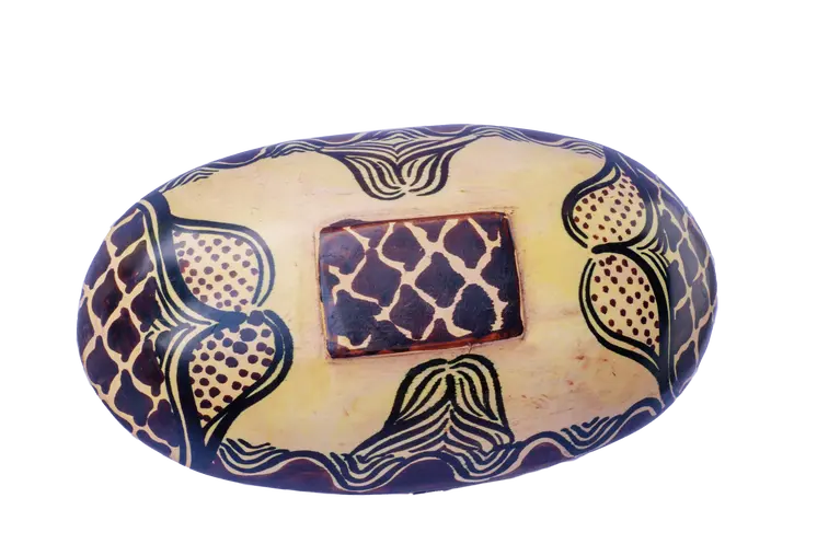 Wooden Oval Shaped Bowl w/Elephant and Zebra