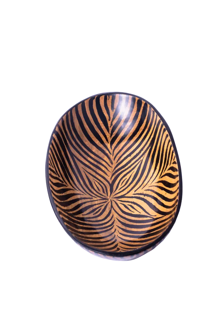 Wooden Zebra Pattern Bowl