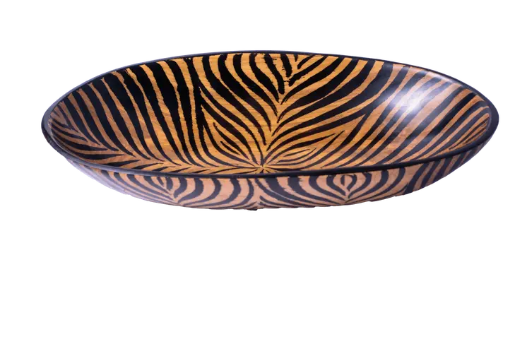 Wooden Zebra Pattern Bowl
