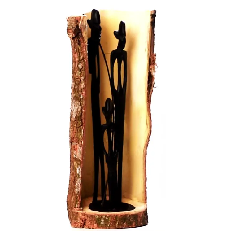 Men Carved Inside a Raw Neem Tree Trunk