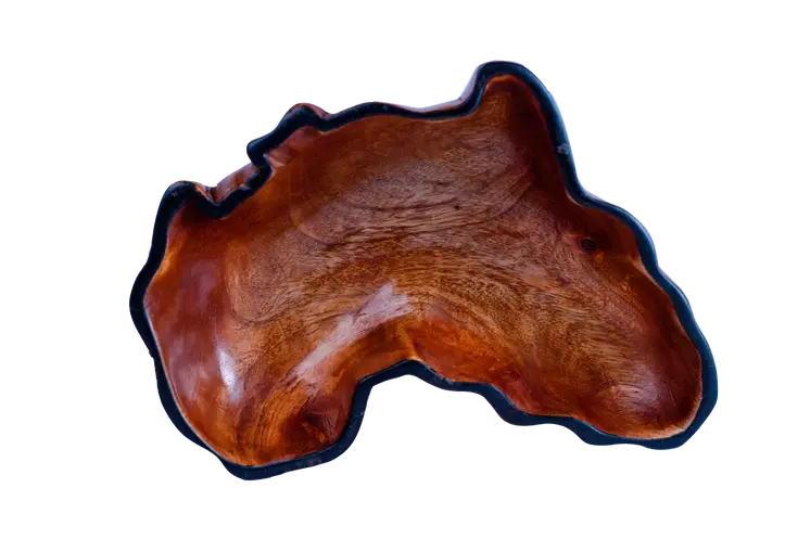 Wooden Bowl Shaped in African Map