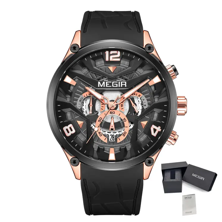 MEGIR Chronograph Men Watch Brand Luxury Military Watches Silicone Luminous Waterproof Date Man Wristwatch Sport Reloj Hombre