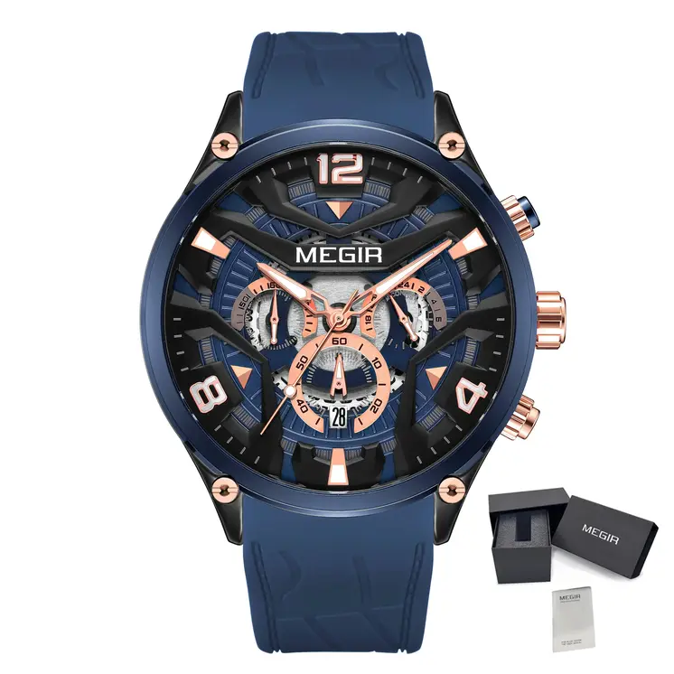 MEGIR Chronograph Men Watch Brand Luxury Military Watches Silicone Luminous Waterproof Date Man Wristwatch Sport Reloj Hombre