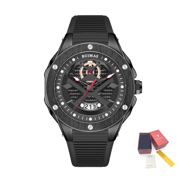 RUIMAS Brand Fashion Sport Watches for Men Quartz Silicone Band Wrist Watch Date Waterproof Wristwatches Clock Relogio Masculino