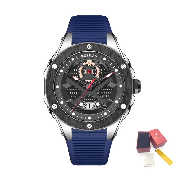RUIMAS Brand Fashion Sport Watches for Men Quartz Silicone Band Wrist Watch Date Waterproof Wristwatches Clock Relogio Masculino
