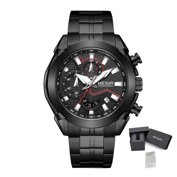 MEGIR Fashion Men Watches Luxury Business Watch for Men Stainless Steel Quartz Wrist Watch Calendar Date Clock Reloj Hombre 2065