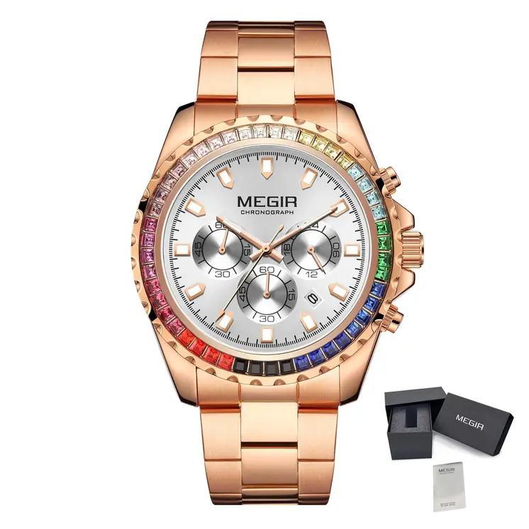 MEGIR Men Watches Brand Luxury Military Wristwatch Waterproof Steel Strap Quartz Chronograph Date Clock Male Relogio Masculino
