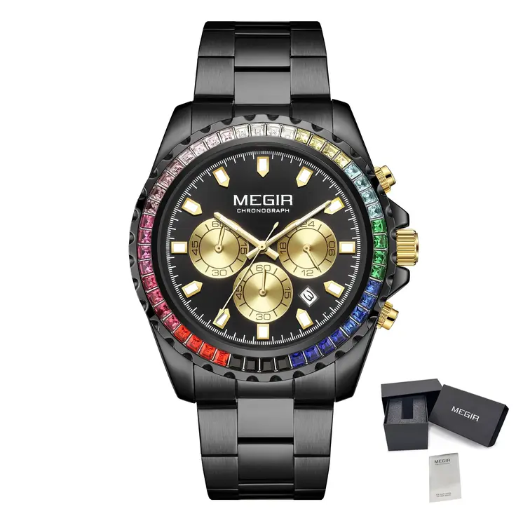 MEGIR Men Watches Brand Luxury Military Wristwatch Waterproof Steel Strap Quartz Chronograph Date Clock Male Relogio Masculino