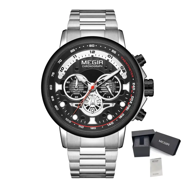 MEGIR Luxury Men Watches Stainless Steel Quartz Wristwatches Fashion Men Business Watch Clock Male Chronograph Relogio Masculino