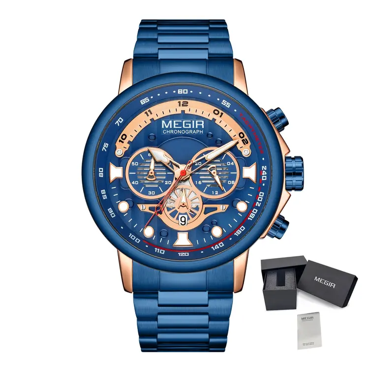 MEGIR Luxury Men Watches Stainless Steel Quartz Wristwatches Fashion Men Business Watch Clock Male Chronograph Relogio Masculino
