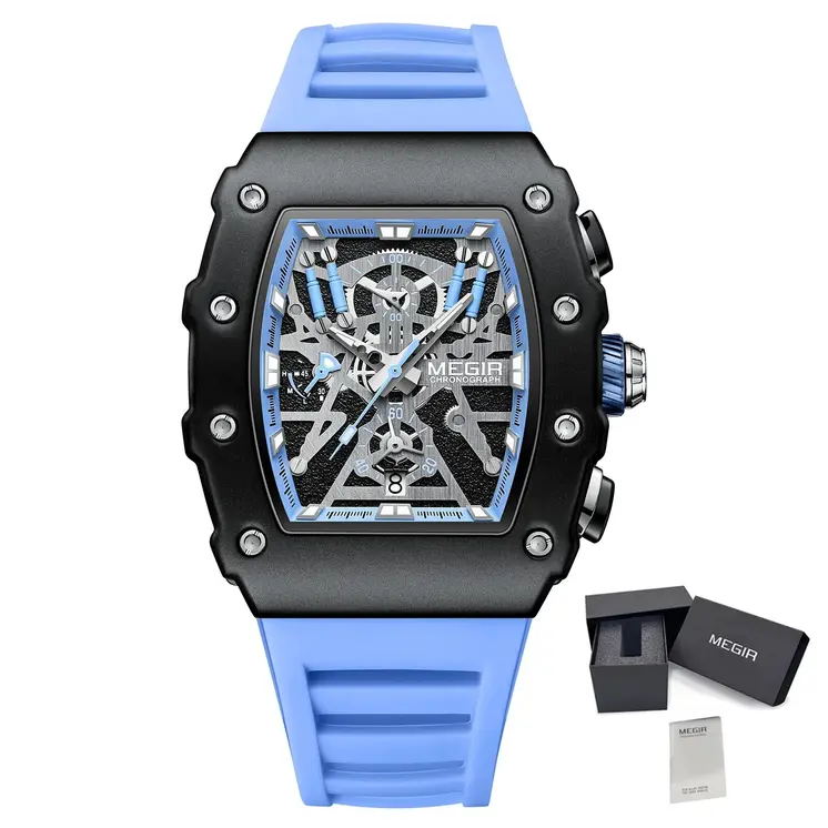 MEGIR Luxury Outdoor Sport Wristwatch for Mens Silicone Waterproof Watches Quartz Wrist Watch Male Clock Military Watch 2218