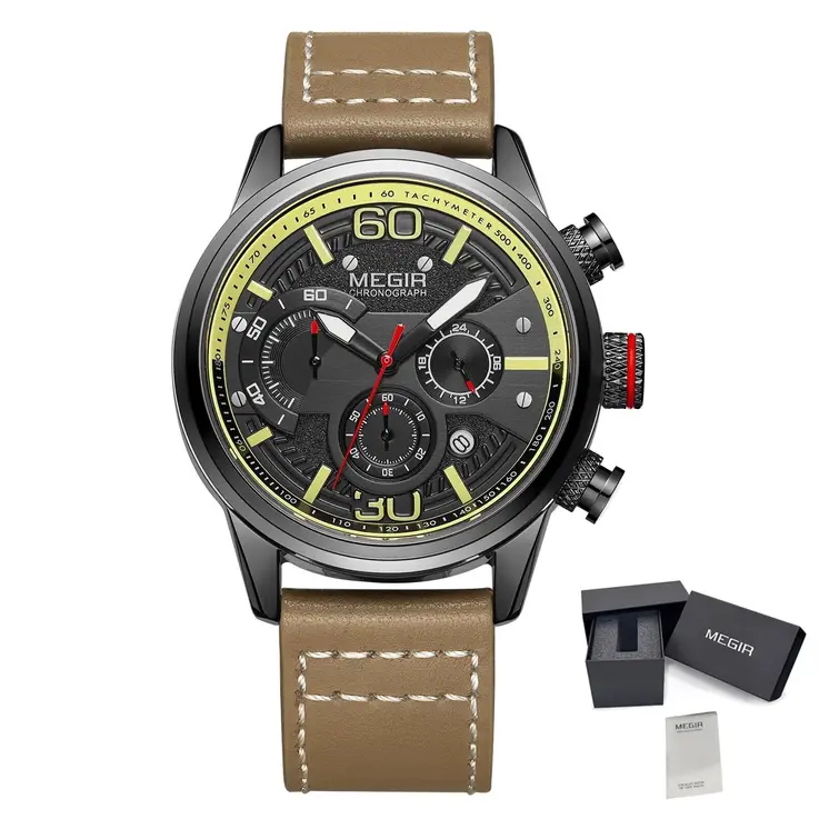 MEGIR Fashion Mens Watches Top Brand Luxury Sports Chronograph Quartz Wrist Watch Men Business Wristwatch Relogio Masculino 2110