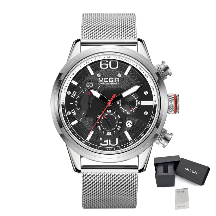 MEGIR Fashion Mens Watches Top Brand Luxury Sports Chronograph Quartz Wrist Watch Men Business Wristwatch Relogio Masculino 2110