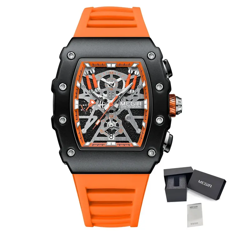 MEGIR Luxury Outdoor Sport Wristwatch for Mens Silicone Waterproof Watches Quartz Wrist Watch Male Clock Military Watch 2218