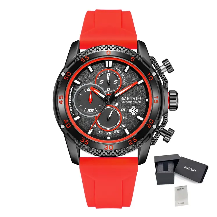 MEGIR Mens' Watches Luxury Fashion Military Sport Watch for Man Waterproof Luminous Silicone Quartz Wrist Watch Clock 2211
