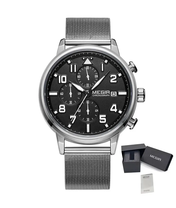 MEGIR Luxury Watches for Mens Casual Business Quartz Wrist Watch Calendar Date Man Clock Chronograph Relogio Masculino 2157