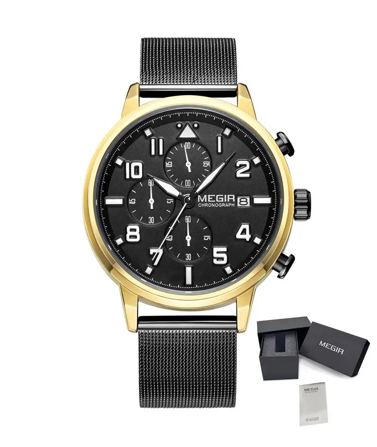 MEGIR Luxury Watches for Mens Casual Business Quartz Wrist Watch Calendar Date Man Clock Chronograph Relogio Masculino 2157