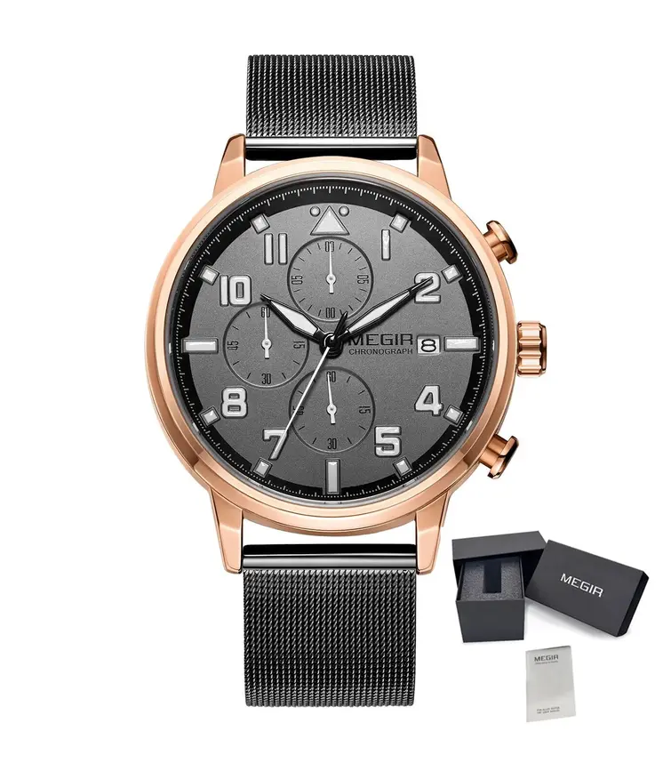 MEGIR Luxury Watches for Mens Casual Business Quartz Wrist Watch Calendar Date Man Clock Chronograph Relogio Masculino 2157