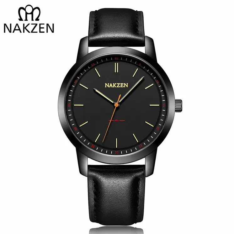 NAKZEN Men Watches Brand Quartz Genuine Leather Strap Minimalist Analogue Wristwatches Waterproof High Quality Relogio Masculino