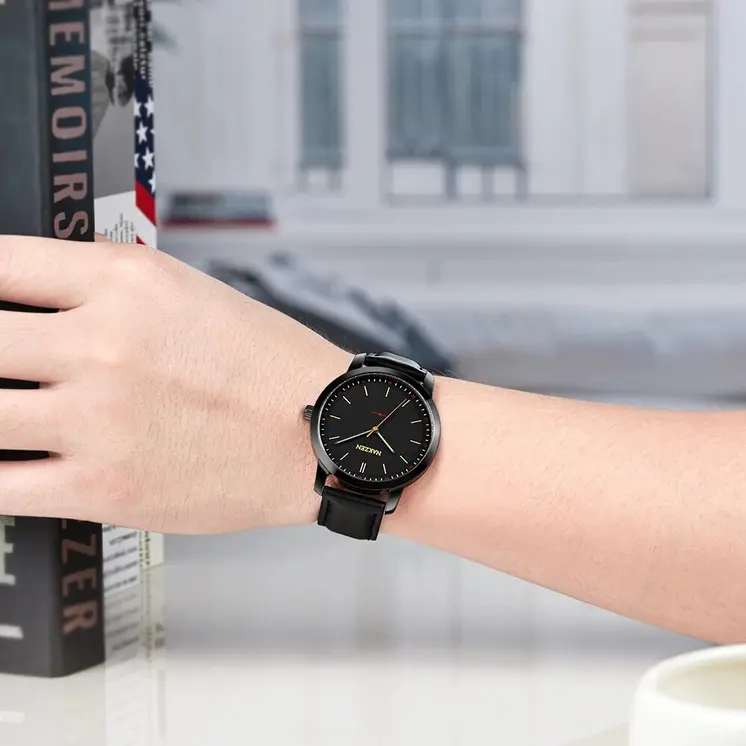 NAKZEN Men Watches Brand Quartz Genuine Leather Strap Minimalist Analogue Wristwatches Waterproof High Quality Relogio Masculino