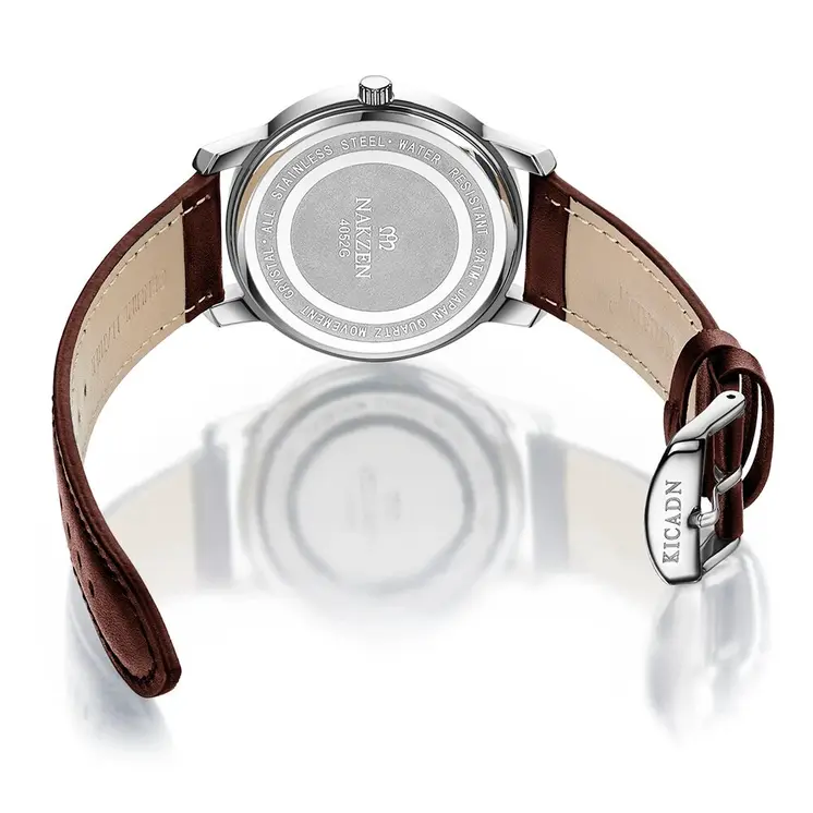 NAKZEN Men Watches Brand Quartz Genuine Leather Strap Minimalist Analogue Wristwatches Waterproof High Quality Relogio Masculino