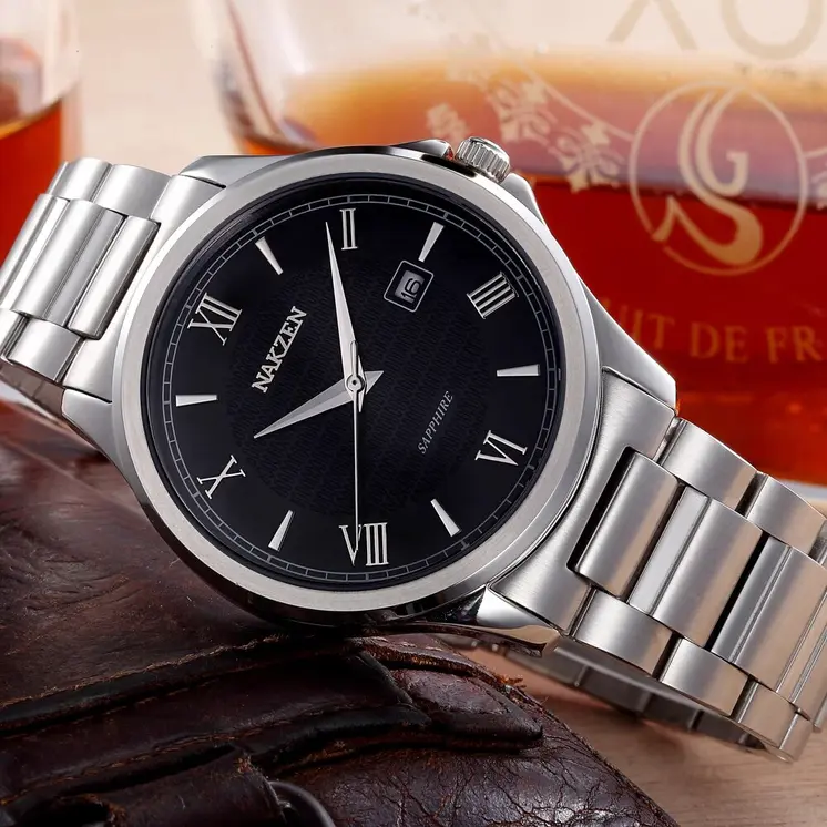NAKZEN Men Business Quartz Watch Man Luxury Brand Stainless Steel Wrist Watch Male Fashion Simple Clock Relogio Masculino