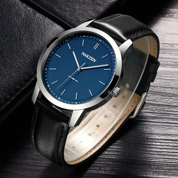 NAKZEN Men Watches Brand Quartz Genuine Leather Strap Minimalist Analogue Wristwatches Waterproof High Quality Relogio Masculino