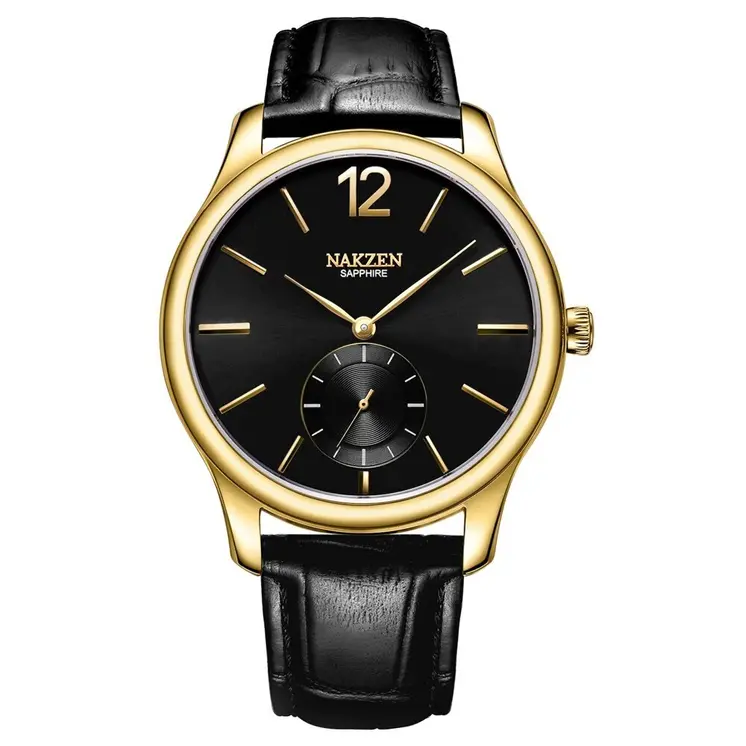 NAKZEN Luxury Brand Men Quartz Watch Genuine Leather Strap Man Wrist Watches High Quality Business Watch Male Clock Reloj Hombre