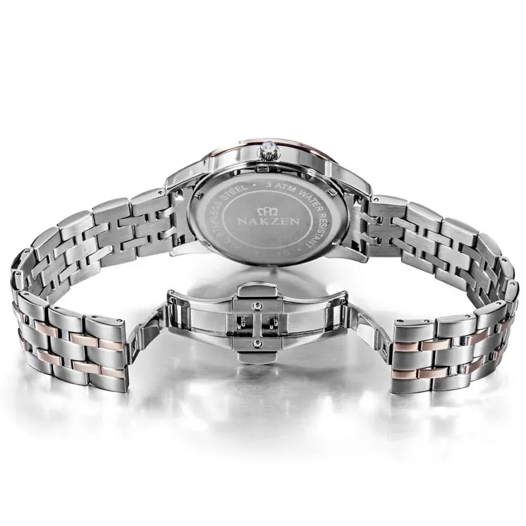 NAKZEN Top Luxury Brand Men's Watches Waterproof Quartz Stainless Steel Watch Rose Gold Watches Male Clock Relogio Masculino