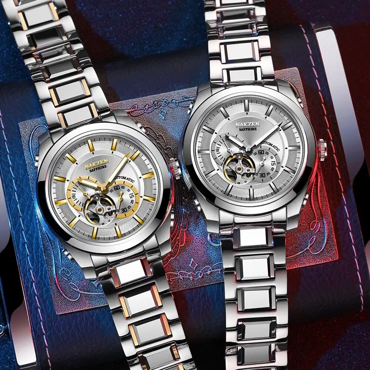 NAKZEN Men Automatic Watch Miyota 82S7 Sapphire Luxury Mechanical Wristwatch Stainless Steel Waterproof Watch Clock relogio masc