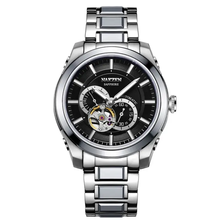 NAKZEN Men Automatic Watch Miyota 82S7 Sapphire Luxury Mechanical Wristwatch Stainless Steel Waterproof Watch Clock relogio masc
