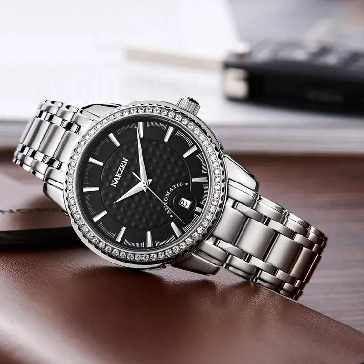 NAKZEN Men Business Mechanical Watch Men's Automatic Miyota 8215 Movt Diamond Watches Sapphire Wrist Watch Waterproof Clock