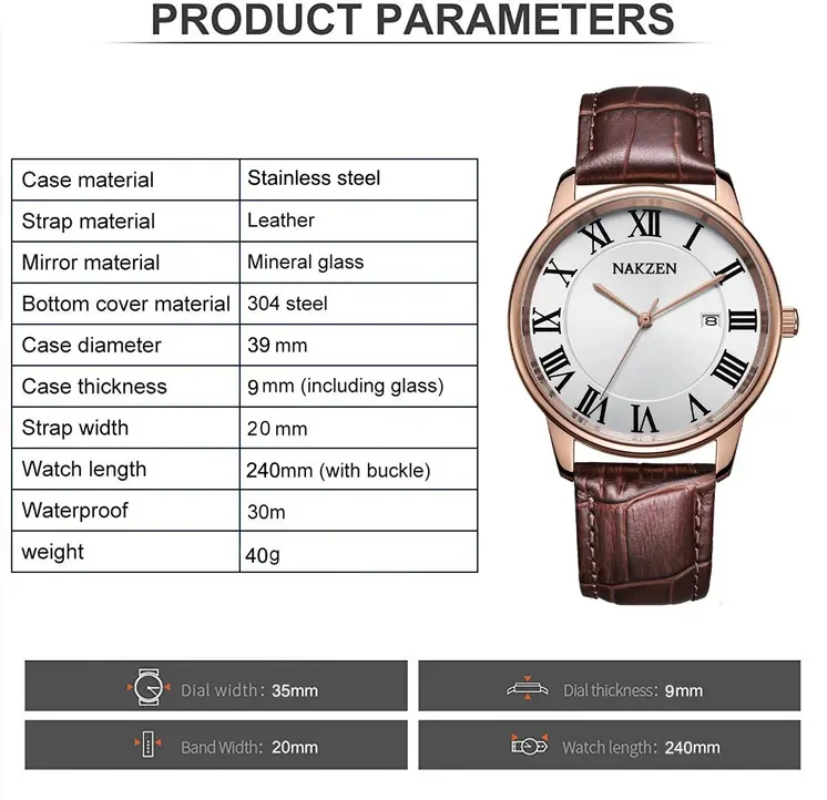 New NAKZEN Top Brand Luxury Fashion Mens Watches  Big Dia Stainless Steel Quartz Watch Men Sport Male Clock Relogio Masculino