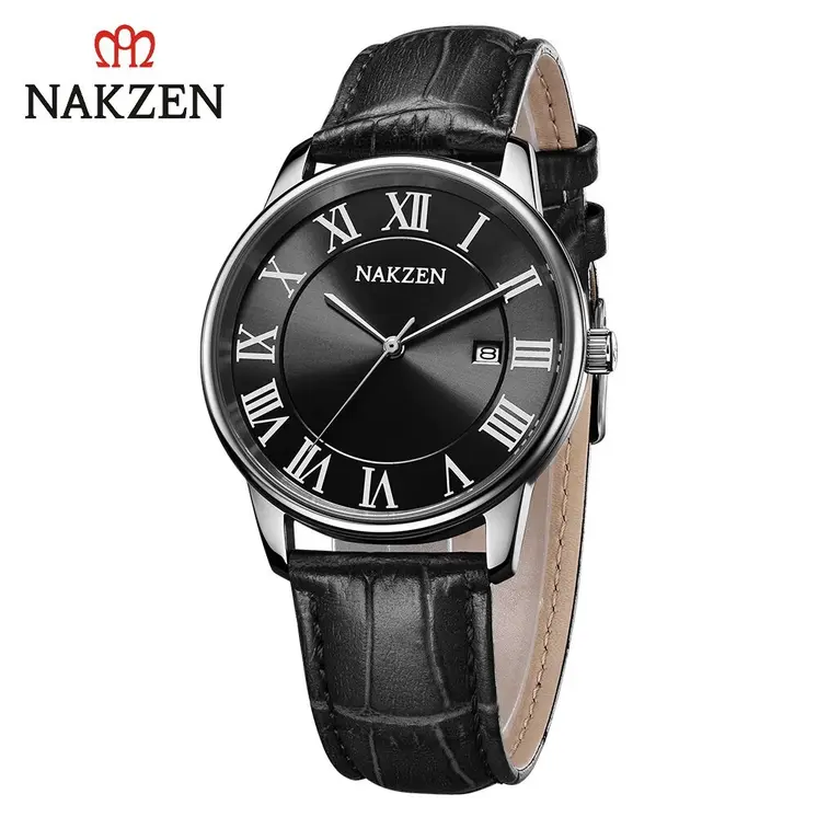 New NAKZEN Top Brand Luxury Fashion Mens Watches  Big Dia Stainless Steel Quartz Watch Men Sport Male Clock Relogio Masculino