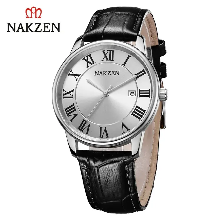 New NAKZEN Top Brand Luxury Fashion Mens Watches  Big Dia Stainless Steel Quartz Watch Men Sport Male Clock Relogio Masculino