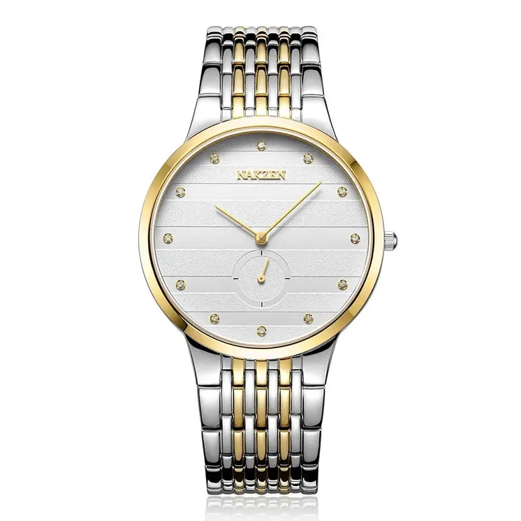 NAKZEN Diamond Men Watch Luxury Brand Sapphire Watches Mens Stainless Steel Black Gold Wristwatch Male Clock Relogio Masculino