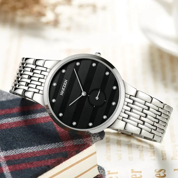 NAKZEN Diamond Men Watch Luxury Brand Sapphire Watches Mens Stainless Steel Black Gold Wristwatch Male Clock Relogio Masculino