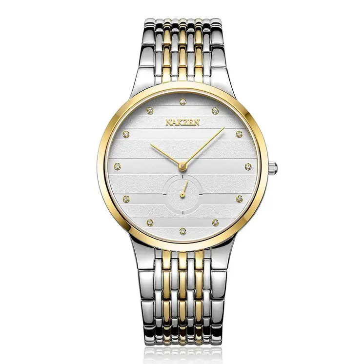 NAKZEN Diamond Men Watch Luxury Brand Sapphire Watches Mens Stainless Steel Black Gold Wristwatch Male Clock Relogio Masculino