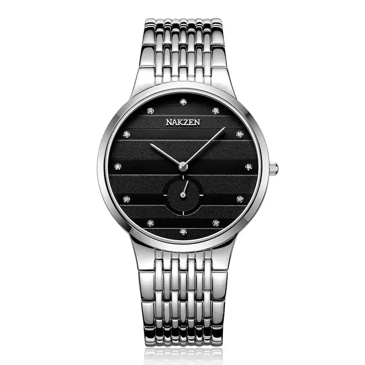 NAKZEN Diamond Men Watch Luxury Brand Sapphire Watches Mens Stainless Steel Black Gold Wristwatch Male Clock Relogio Masculino