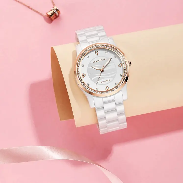 NAKZEN New Design Women Watches Elegant Ceramics Reloj Mujer Japanese Quartz Movement Clock for Ladies Luxury Relogio Feminino