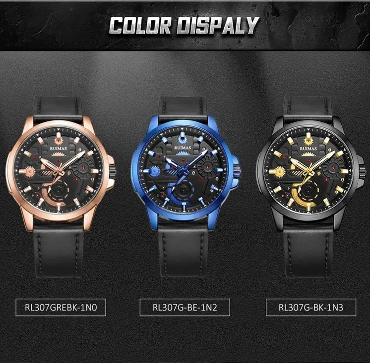 RUIMAS Watches Men's Casual Sport Watches Luxury Military Quartz Wrist Watch Chronograph ​Waterproof Man Clock Montre Homme 307
