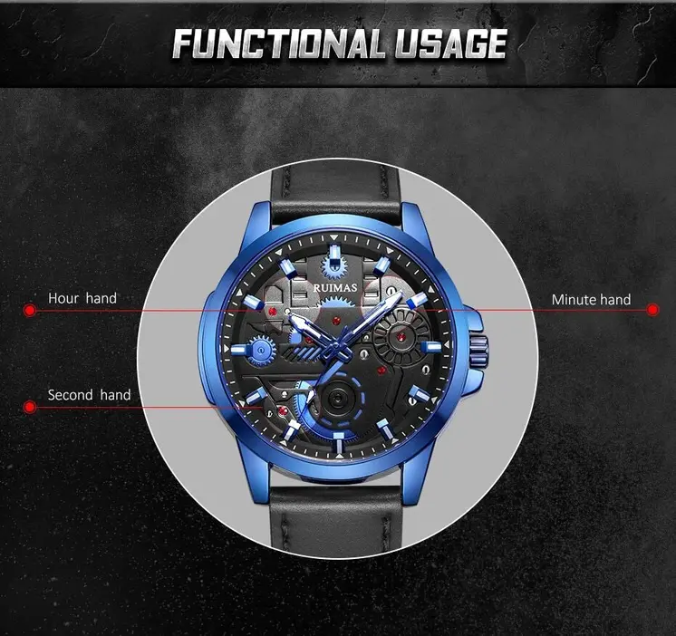 RUIMAS Watches Men's Casual Sport Watches Luxury Military Quartz Wrist Watch Chronograph ​Waterproof Man Clock Montre Homme 307