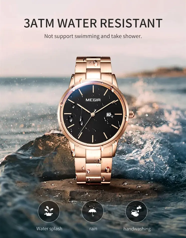 MEGIR Quartz Watch for Men Top Brand Luxury Steel Band Wristwatches Business Casual Date Clock Waterproof Relogio Masculino