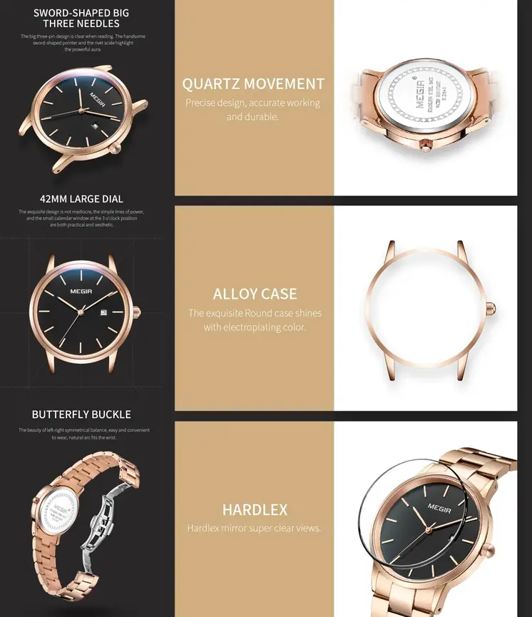 MEGIR Quartz Watch for Men Top Brand Luxury Steel Band Wristwatches Business Casual Date Clock Waterproof Relogio Masculino