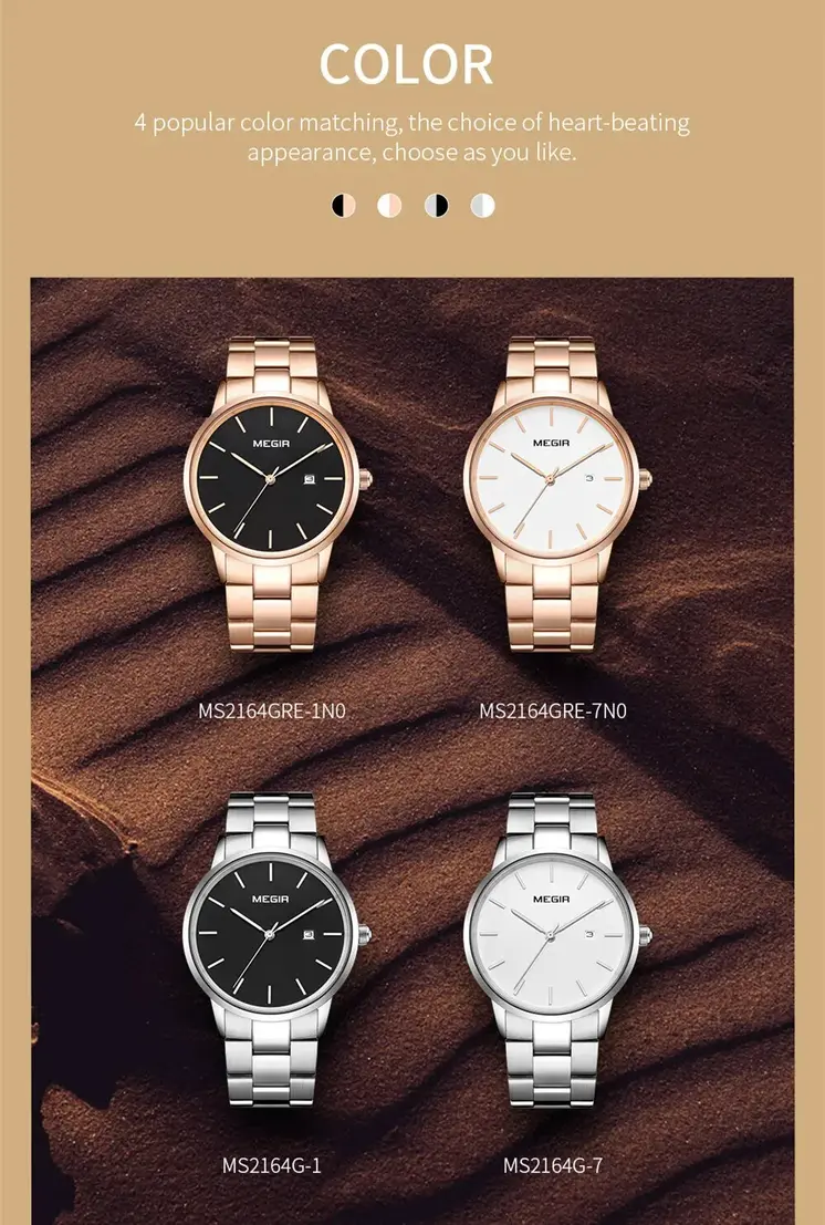 MEGIR Quartz Watch for Men Top Brand Luxury Steel Band Wristwatches Business Casual Date Clock Waterproof Relogio Masculino