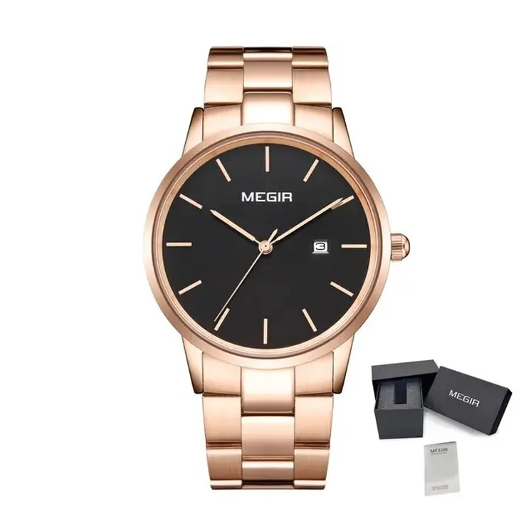 MEGIR Quartz Watch for Men Top Brand Luxury Steel Band Wristwatches Business Casual Date Clock Waterproof Relogio Masculino