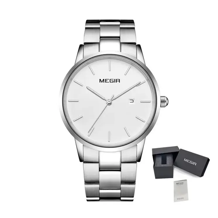 MEGIR Quartz Watch for Men Top Brand Luxury Steel Band Wristwatches Business Casual Date Clock Waterproof Relogio Masculino